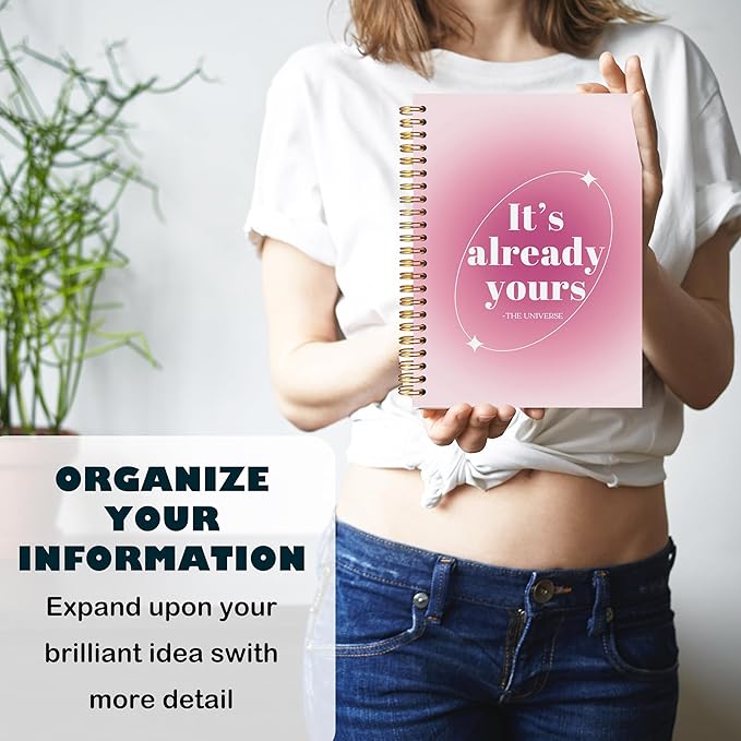 BearCake Preppy Pink Aura Notebook Journal, It's Already Yours Inspirational Notebook, Pink Office Supplies, Pink Aesthetic Notebook, Pink Desk Accessories for Women, Hardcover Spiral Notebook 5.5x8.3