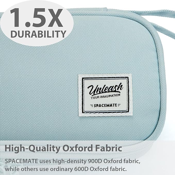 Pencil Case Pouch Box Bag School Supplies Girls Boys Kids, Cute Preppy Stuff Large Big Capacity Aesthetic Pen Organizer, Back to College Stationary, Powder Blue, Standard Stlye, 1800ml