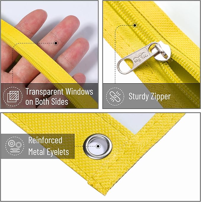 Mr. Pen- Pencil Pouch, 5 Pack, Pencil Pouches with Clear Windows on Both Sides, Clear Zipper Pencil Pouch for 3 Ring Binder Pencil Pouch, Pencil Case for Binder Pouch, 3 Ring Binder Pouch