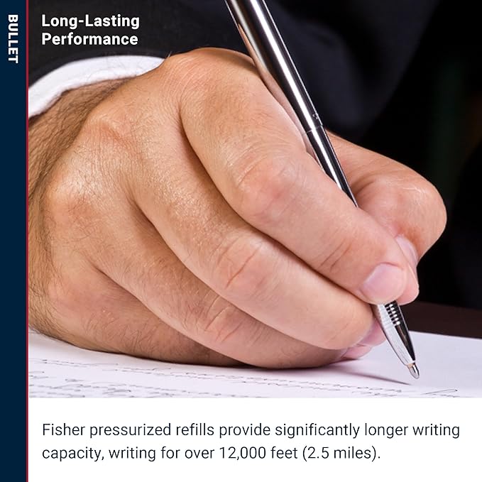 Fisher Space Pen Chrome Bullet Pen, Ballpoint, Brass, Black Ink, Gift Box