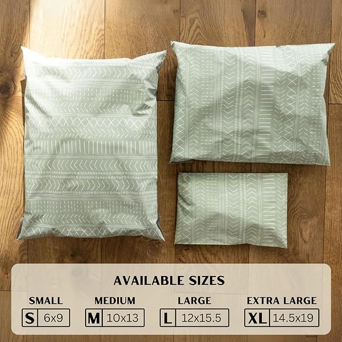 Poly Mailers 14.5x19 Inch 50 Pack Extra-Large Shipping Bags | Strong Thick Mailing Envelopes | Self- Adhesive | Waterproof & Tear Proof | Small Business Packaging for Clothing - Boho Sage Green