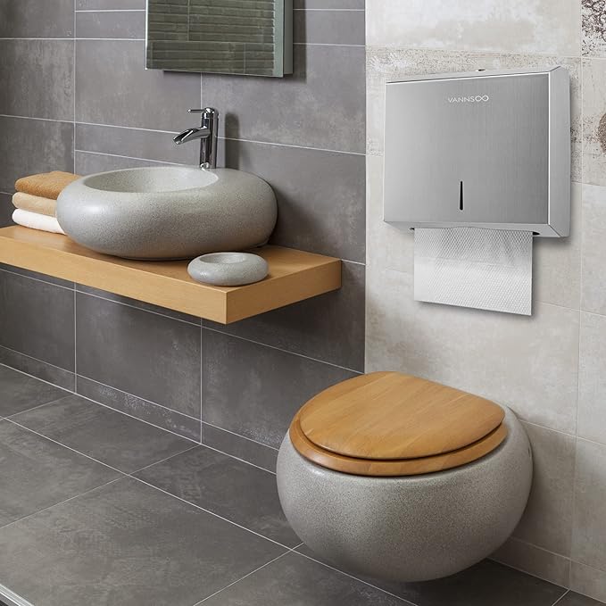 Commercial Paper Towel Dispenser Wall Mount Bathroom, 250 C Fold / 300 Multifold Stainless Steel Paper Towel Holder Hand Towel Dispenser Toilet Paper Dispenser Home (Brushed)