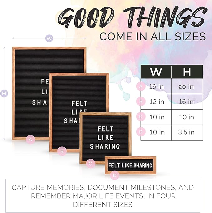 Felt Like Sharing Large Letter Board (Light Pink Felt - 12”x16”) – Changeable Message Board with 3 Sets of Felt Board Letters – Statement Wall Sign for Quotes, Home or Holiday Decor In Oak Frame