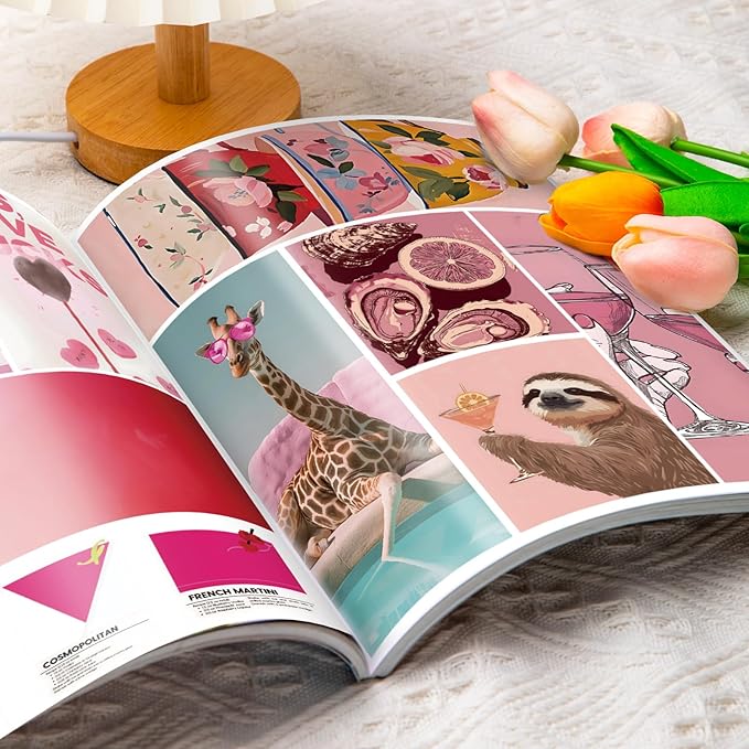 EggSun Vision Board Supplies with 1200+ Images & Quotes Collage Magazine Book, Wall Clip Art Scrapbook Journal Kit for Vision Board Making Beginners Women Men Teen Girls Coquette Room Decors (Preppy)