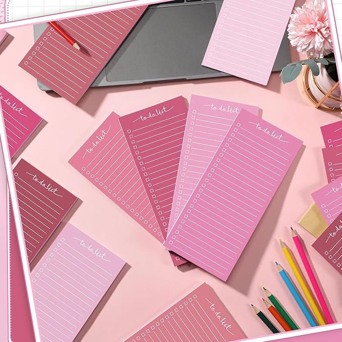 Censen 10 Pack 500 Sheets To Do List Notes Daily Checklist Notepads with 50 Sheets Each Undated Color Memo Pad Block Shopping List Pad Weekly Plan Notepad Organizer Planners (Gradient Pink,Lined)
