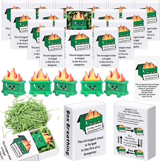 Realspring 36 Sets Dumpster Ornament Desk Accessories Emotional Support Resin Dumpster with Inspirational Cards Funny Employee Appreciation Gifts for Halloween Team Office Coworker Teacher (Classic)