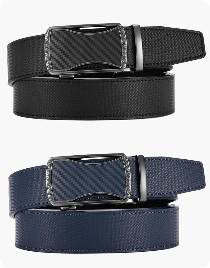 CHAOREN Leather Ratchet Belt Men 2 Pack - Customizable Fit, Effortless Style (35mm)
