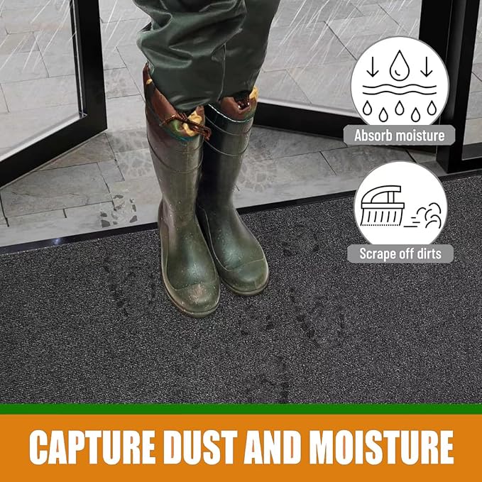 SRDDQLC Door Floor Mat Commercial Grade Large Size Heavy Duty Tough Entry Collection Slip Skid Entrance Mat with Rubber Backing Low Profile and Easy to Clean Indoor Outdoor Rug(Black, 4x8FT)