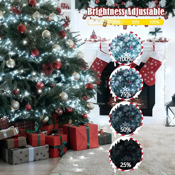 2025 New Voice Control 88ft 240LED Smart Christmas String Lights Outdoor/Indoor | String Lights with Remote, 12Modes, 7Voice Commands & Timers, Christmas Twinkle Light for Xmas Tree Decor (Cool White)