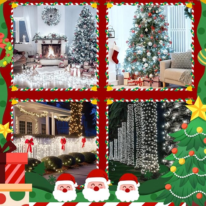 2025 New Voice Control 88ft 240LED Smart Christmas String Lights Outdoor/Indoor | String Lights with Remote, 12Modes, 7Voice Commands & Timers, Christmas Twinkle Light for Xmas Tree Decor (Cool White)