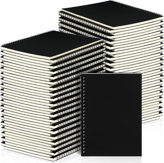 Yahenda 54 Pcs Spiral Notebook Bulk A5 Journal Lined 8.3'' x 5.5'' Writing Composition Paper Small Notepad Subject Notebook for Students Office Business Back to School Supplies (Black)