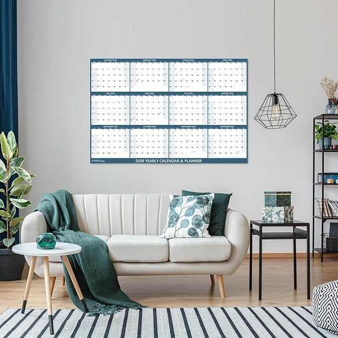 32" x 48" 2026 Wall Calendar, Large Rolled Wet & Dry Erase Wall Calendar 12 Month, Yearly Laminated Wall Calendars, Reversible Annual Planner, Horizontal/Vertical, with Julian Dates