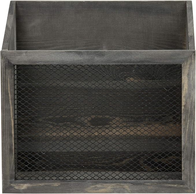 MyGift Rustic Magazine Holder Vintage Gray Wood and Chicken Wire Design Wall Mounted/Tabletop Mail Sorter, Farmhouse Home, Bathroom, Office Magazine Rack