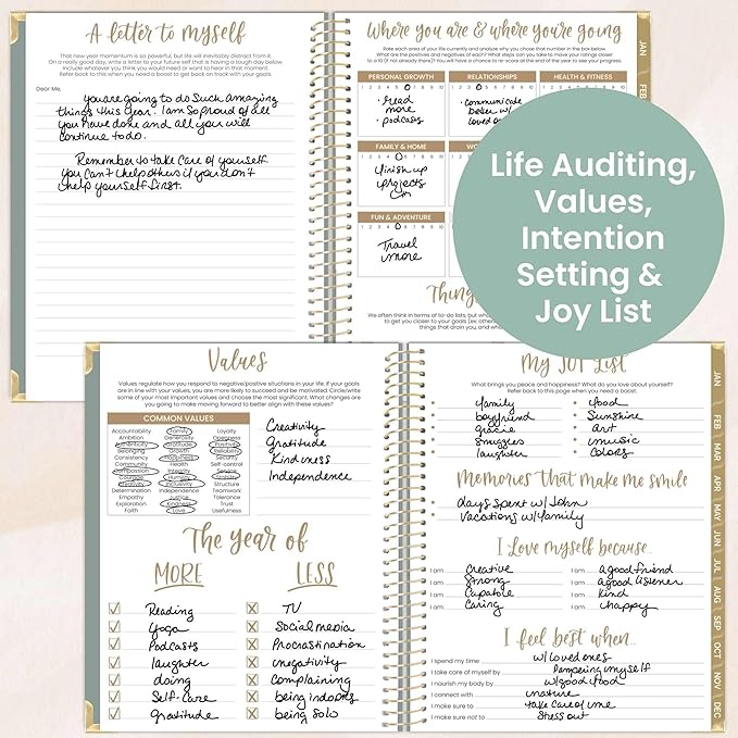 bloom daily planners HARDCOVER 2026 Planner (January to December) - 8.5” x 11” Weekly & Monthly Dated Agenda Organizer Book with Stickers & Tabs - Green Linen