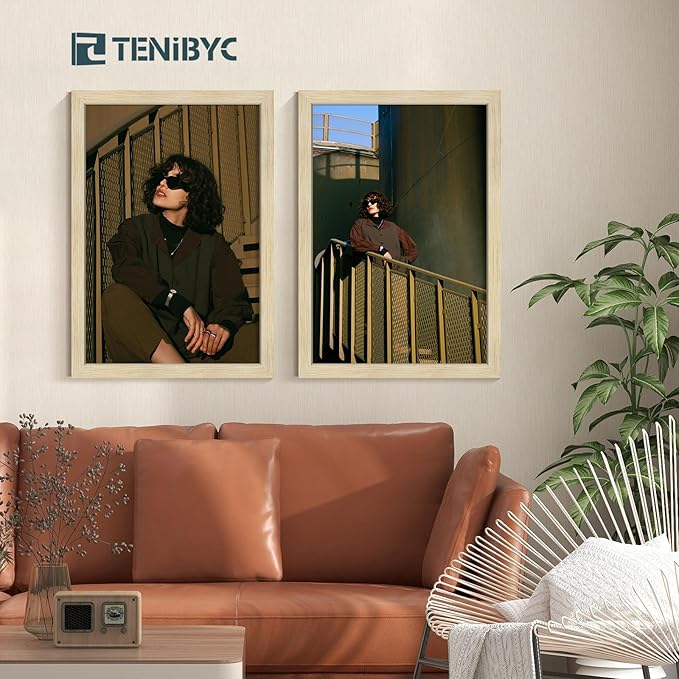 13x19 Picture Frames Set - 3 Pack - Natural Oak Wood - Tempered Glass - for Wall Photos, Family Memories, Posters & Puzzles, Home Decor