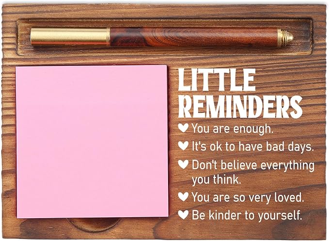 Little Reminders Sticky Note Holder, Encouraging Desk Organizer for Mental Wellness, Self-Care Inspirational Gift for Women, Friends, Self-Stick Note Pad Holders EDP119