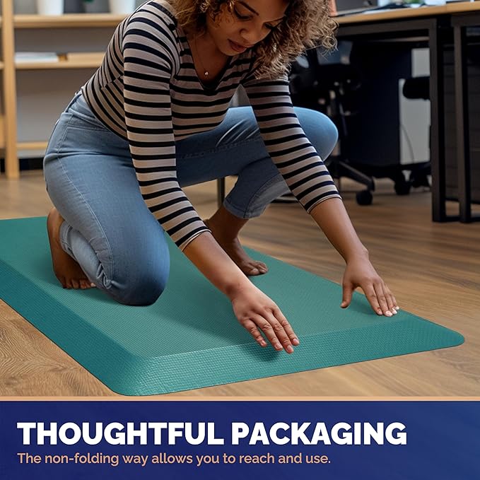 FEATOL Anti Fatigue Mat Floor Mat, Extra Thick Standing Office Desk Mat Memory Foam Cushioned Anti Fatigue Ergonomic Kitchen Mats Comfort Standing Pad NOT PVC 9/10 Inch Thick (Green, 20x59x9/10-Inch)