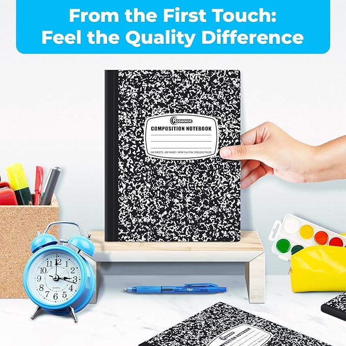 5000 Pack (Pallet) Composition Notebooks Bulk, College Ruled, 200 Pages (100 Sheets), 9-3/4 x 7-1/2, Bulk Supplies for School Districts, Black Marble Notebook, 4-7 Days Transit
