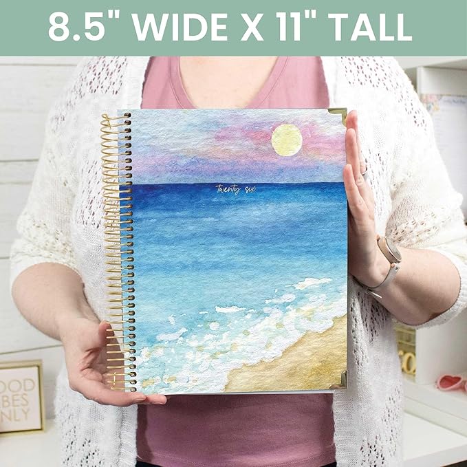 bloom daily planners HARDCOVER 2026 Planner (January to December) - 8.5” x 11” Weekly & Monthly Dated Agenda Organizer Book with Stickers & Tabs - Coastal Calm