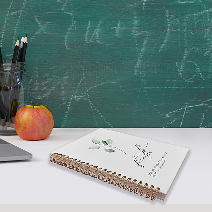 VNWEK Christian Bible Journaling Notebook,Church Notes Notebook,2 Corinthians 5:7 Walk by Faith Spiral Journal 5.5x8.3 Inch,Christian Journals for Women