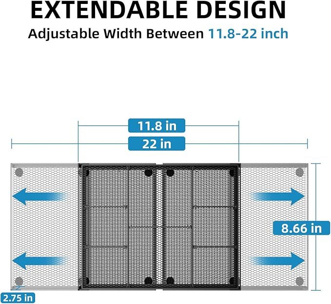 Marbrasse Expandable Desk Drawer Organizer, Mesh Drawer Organizer Tray with 10 Adjustable Compartments, Desk Organizers and Accessories for Office Supplies (Longer Expandable Drawer Organizer-B)