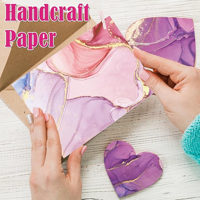 48 Sheets Scrapbook Paper 11x11, Marbling Pattern Decorative Scrapbook Paper for Journals DIY Cards and Photo Albums, Aesthetic Craft Supplies for Kids and Adults