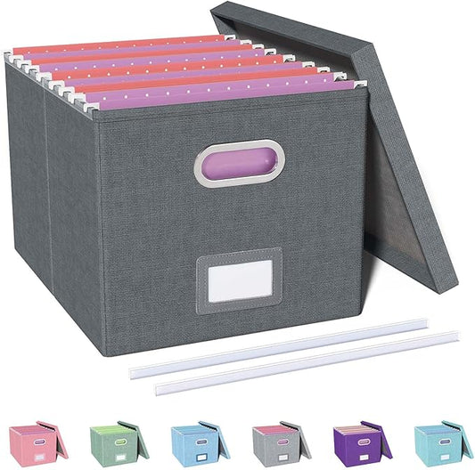 Oterri File Organizer, File Box, File Cabinet for Letter File Folder Storage, Hanging File Organizer for Office/Decor/Home,Document Organizer, 1 Pack,Dark-Gray-Box Only