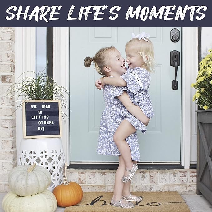 Felt Like Sharing Square Letter Board (Navy Felt - 10”x10”) – Changeable Message Board with 3 Sets of Felt Board Letters – Statement Wall Sign for Quotes, Home or Holiday Decor In Oak Frame