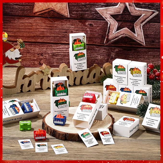 Realspring 25 Sets Dumpster Ornament Desk Accessories Emotional Support Resin Dumpster with Inspirational Cards Funny Employee Appreciation Gifts for Halloween Team Office Coworker Teacher (Colorful)