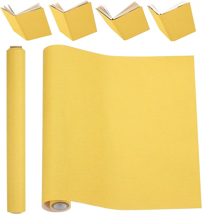 PATIKIL Book Binding Cloth, 51 x 11 Inches Book Cloth for Binding Repairing Fabric Surface Paper Backed Bookbinding Supplies, Yellow