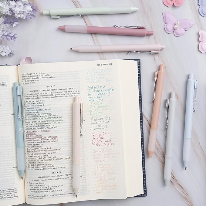 BLIEVE - Gel Pens Matte Finish, Smooth Writing, No Bleed - For Journaling, Bible Notes, Drawing - Cute School Supplies, 8 Pack (Pastel)