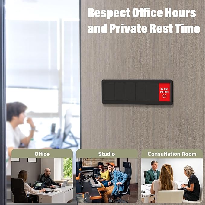 Office Door Sign-6 Options Door Signs for Office In A Meeting Sign/Out Of Office/Do Not Disturb/Working From Home/Please Knock/Back Soon Privacy Office Slider Sign for Meeting & Conference Room