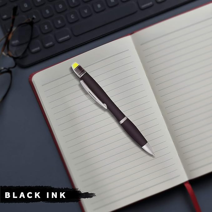 DISCOUNT PROMOS 10 Marathon Gel Highlighter Pens Pack - Twist Mechanism, Ballpoint - Black