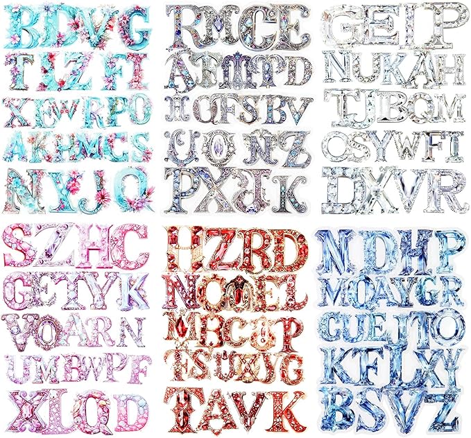 156 Pcs Alphabet PET Stickers, Holographic Letter Stickers for Scrapbooking, Journaling, DIY Crafts, with Organizer