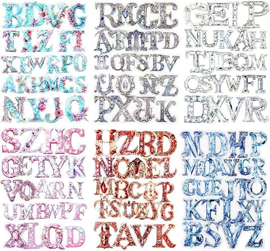 156 Pcs Alphabet PET Stickers, Holographic Letter Stickers for Scrapbooking, Journaling, DIY Crafts, with Organizer