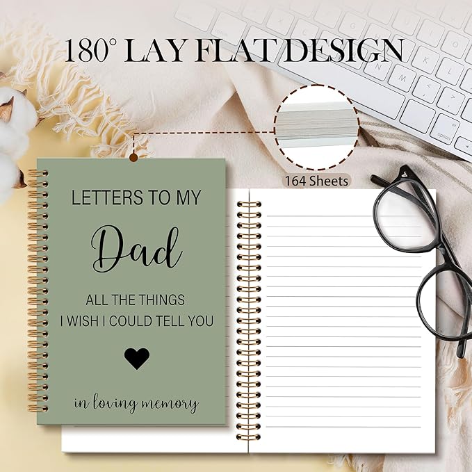 Memorial Gifts for Loss of Dad Grief Notebook Journal, Letters to My Dad in Heaven Journal, Sympathy Notebooks Gifts for Loss of Dad Father, In Loving Memory Sympathy Gifts, 6x8.2In（Green）