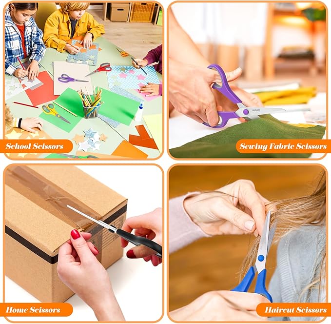 Scissors Bulk Set of 24-Pack, Taotree 8" Scissors All Purpose Comfort Grip Sharp Shears for Office School Supplies, High/Middle School Student Teacher Home Art Craft Sewing Fabric, Scrapbook Supplies