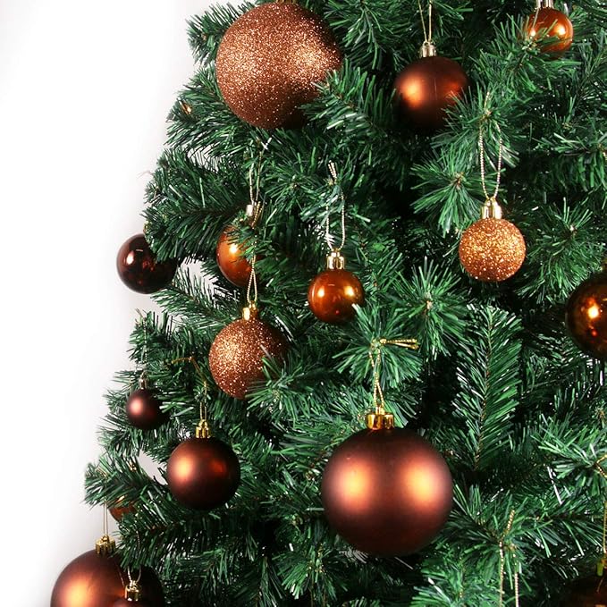 Orange Bronze 2.5" Christmas Balls Christmas Tree Decoration Ornaments Shatterproof Hanging Balls for Birthday Halloween Holiday Wedding Decorations Set of 18pcs