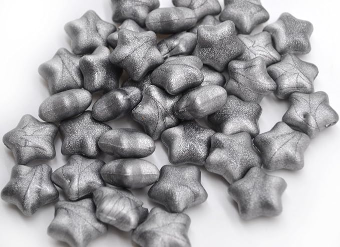 TELOSMA 100 Stars Shape Sealing Wax Beads - Big Seal Beads in Glass Jar, Making Wax Seals for Wedding or Event Party Invitation, Thanks Card Envelope, Gift Wrapping - Silver