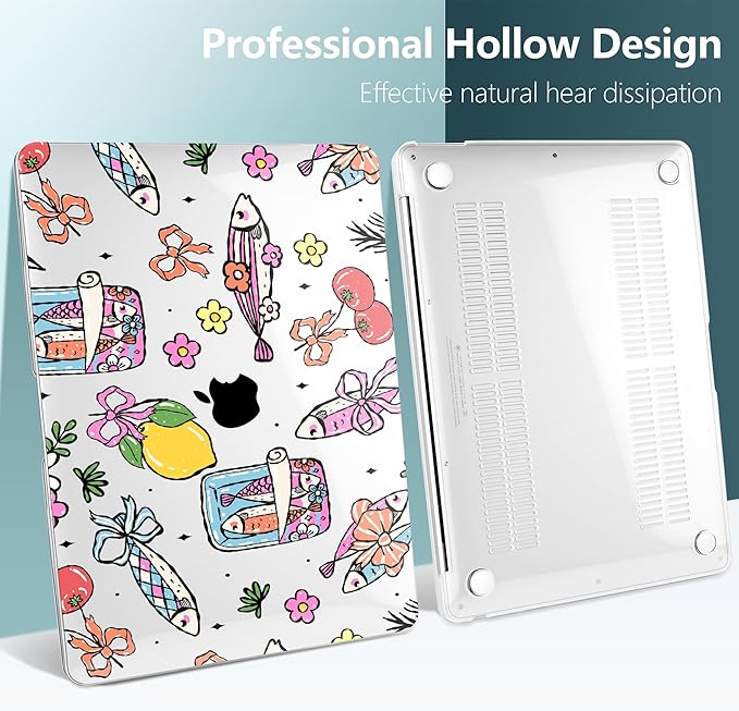 DONGKE for MacBook Air 13 Inch Case 2021-2018, Compatible with A2337 M1 A2179 A1932 Support Retina Display & Touch ID, Hard Shell Plastic Cover with Keyboard Skin - Sardine