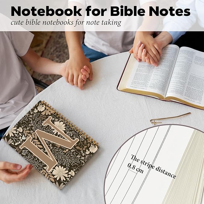 Initial M Personalized Journal Notebook, Boho Floral Journaling Notebooks for Women Girls, Costom Monogrammed Gifts for Women Mom Girls Friends, Letter Spiral Notebook, 5.5x8.3