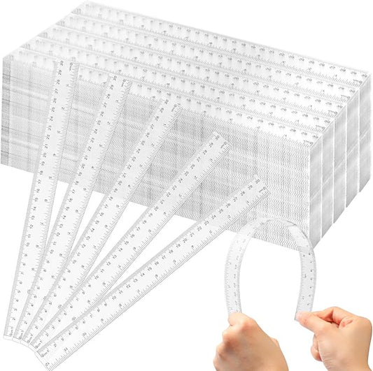 Fumete 300 Packs 12 Inch Back to School Clear Plastic Ruler Bulk with Inches and Centimeters Students Drafting Measuring Tool, Metric Rulers for Classroom Office Supplies