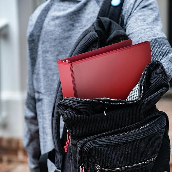 Samsill Durable 0.5 inch 3 Ring Binder, Made in USA, D Ring Binder,FSC 100% Recycled Chipboard, Red, 12 Pack