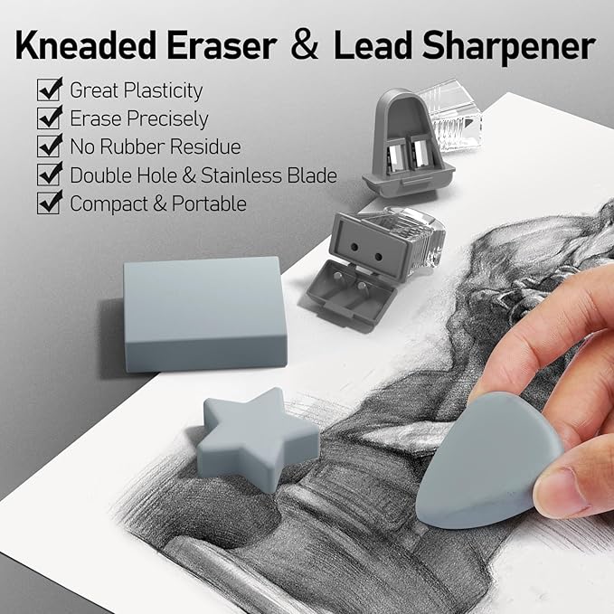 Four Candies 3PCS 2MM Mechanical Pencils with case, Artist Led Pencil Metal Lead Holder with 120 Graphite Lead Refills(HB 2H 2B 4B Color), 4 Erasers, Sharpener, Drafting Pencil for Drawing, Sketching