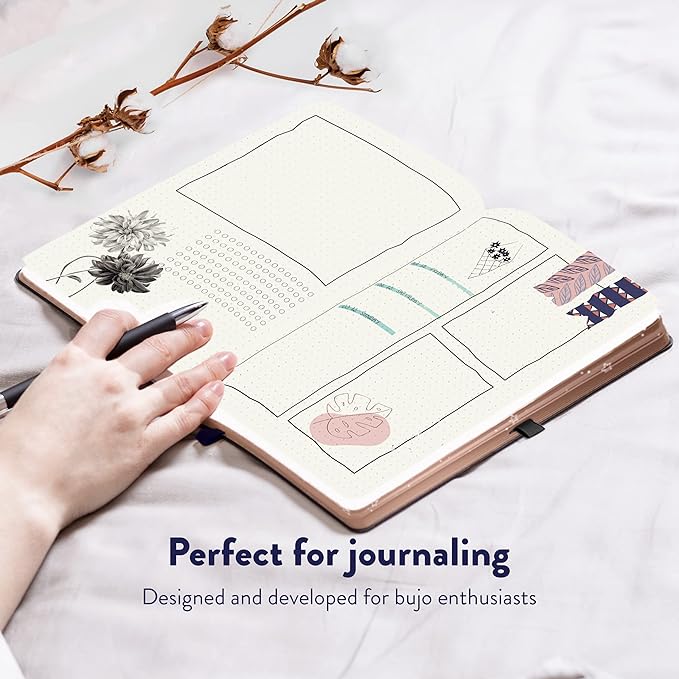 Bullet Dotted Journal by String and Space – Dot Grid Notebook, Dotted 170 GSM Paper – Kawaii Notebook, Handbound with Gift Box – 5.75 x 8.75