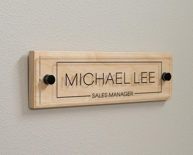 Name Plate For Wall or Door - Name Sign For Office (Birch Wood)
