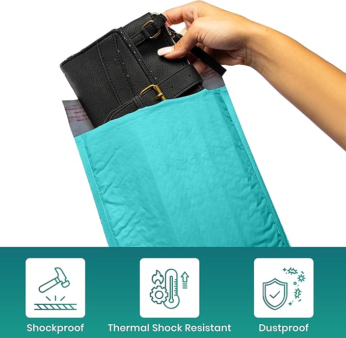 Levex - #0000 4" x 6" [5 Pack] Teal Poly Bubble Mailers, Padded Envelope Mailers, Packing Envelope & Mailing Bags for Shipping