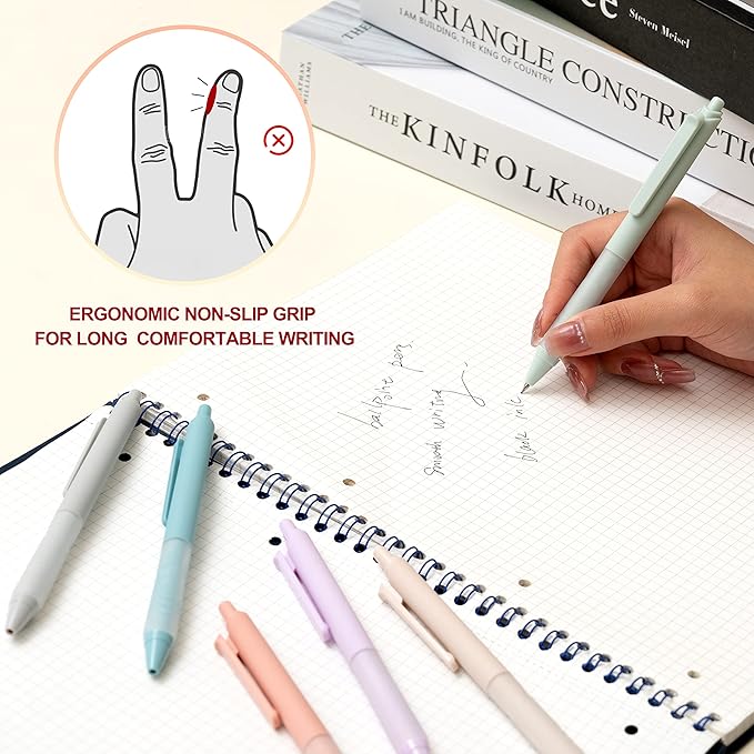 Linbsunne Ballpoint Pens Medium Point 1mm Black Pen with Super Soft Grip Ball Point Pen for Men Women Retractable Pens (6-pack)