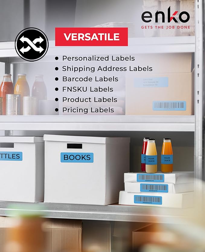 enKo [6 Rolls, 2100 Labels] Address, Shipping & Barcode Labels 30252 - Cyan/Blue (1-1/8" x 3-1/2") Compatible for Dymo LabelWriter & Rollo Printer