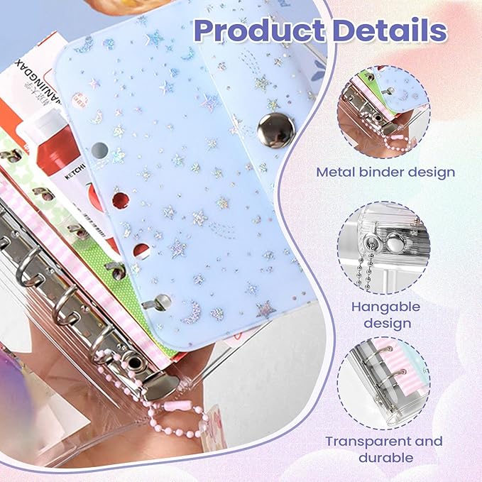 Clear Paper Binder - Photo Collecting Book - Portable Sticker Book - for Journal Cards Receipts Tickets Small Accessories Students Teachers Office Professionals Administrative Staff School